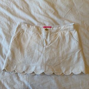Lilly Pulitzer 100% Cotton Scalloped Hem Skirt/Skort White Size 12